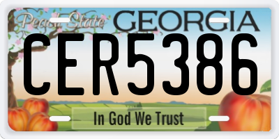 GA license plate CER5386