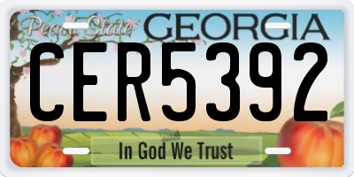 GA license plate CER5392