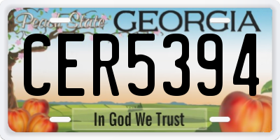 GA license plate CER5394