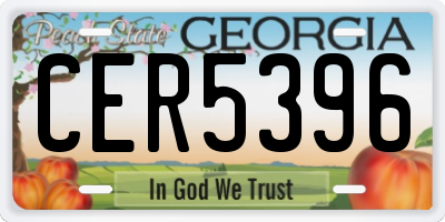 GA license plate CER5396