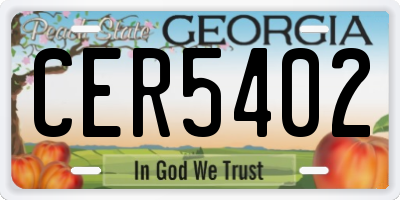 GA license plate CER5402