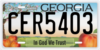 GA license plate CER5403