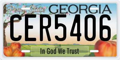 GA license plate CER5406