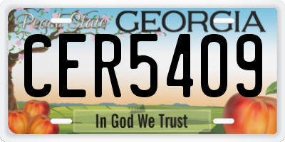 GA license plate CER5409