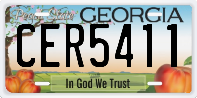 GA license plate CER5411