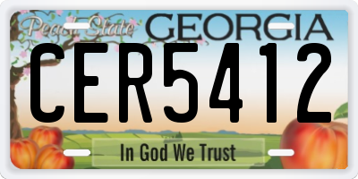 GA license plate CER5412