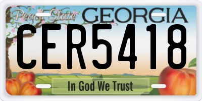GA license plate CER5418