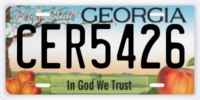 GA license plate CER5426