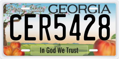 GA license plate CER5428