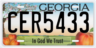 GA license plate CER5433