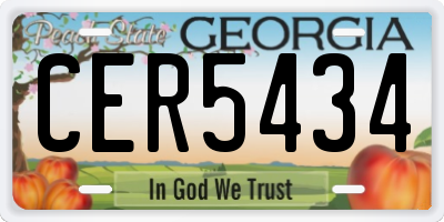 GA license plate CER5434