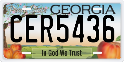 GA license plate CER5436