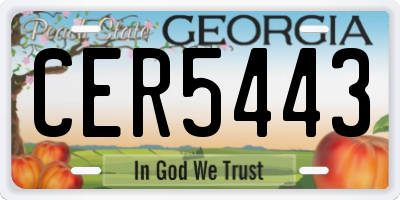 GA license plate CER5443