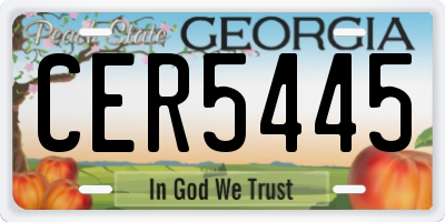 GA license plate CER5445