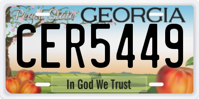 GA license plate CER5449