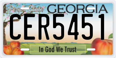 GA license plate CER5451