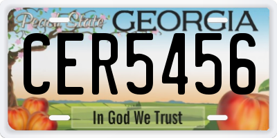 GA license plate CER5456