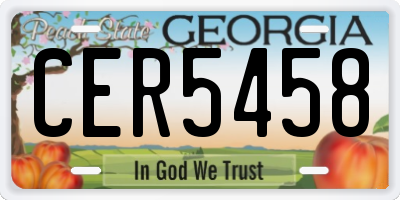 GA license plate CER5458