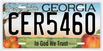 GA license plate CER5460