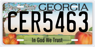 GA license plate CER5463