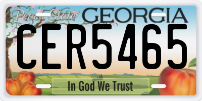 GA license plate CER5465
