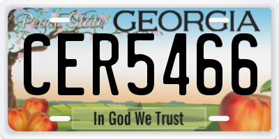 GA license plate CER5466