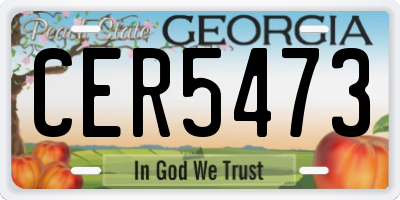 GA license plate CER5473