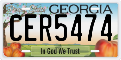 GA license plate CER5474
