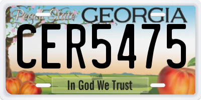 GA license plate CER5475