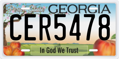 GA license plate CER5478
