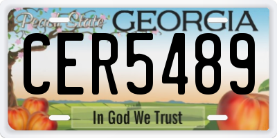 GA license plate CER5489