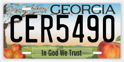 GA license plate CER5490