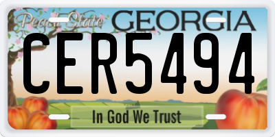GA license plate CER5494