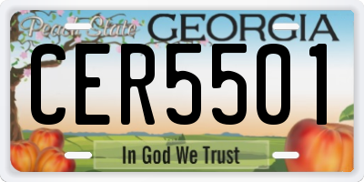GA license plate CER5501