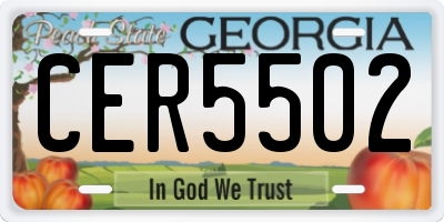 GA license plate CER5502