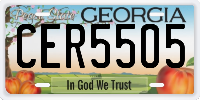GA license plate CER5505