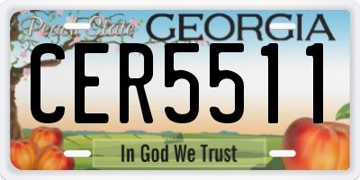GA license plate CER5511