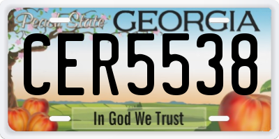 GA license plate CER5538