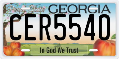GA license plate CER5540