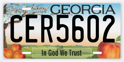 GA license plate CER5602