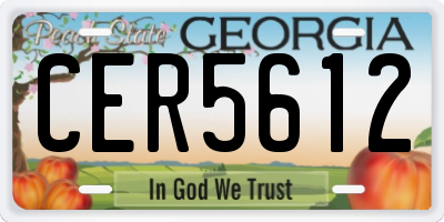 GA license plate CER5612