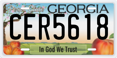 GA license plate CER5618