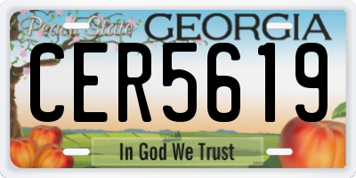 GA license plate CER5619