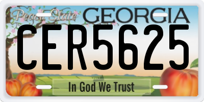 GA license plate CER5625
