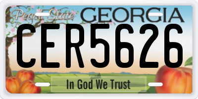 GA license plate CER5626