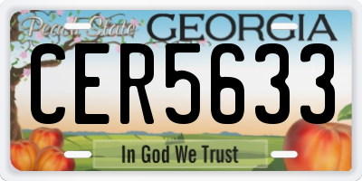 GA license plate CER5633