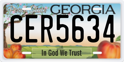 GA license plate CER5634