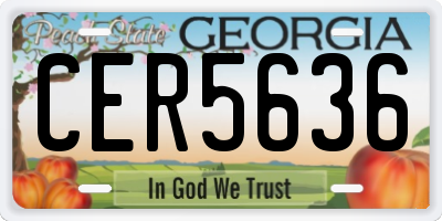 GA license plate CER5636