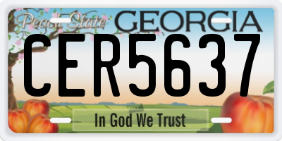 GA license plate CER5637