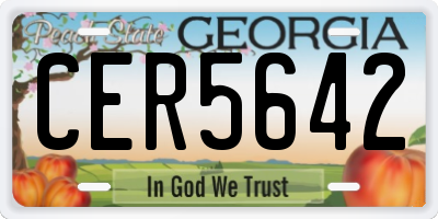 GA license plate CER5642